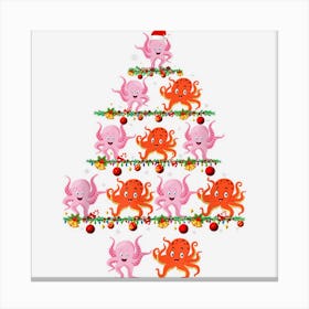 Family Pajama Sets Christmas Matching Octopus Xmas Tree Canvas Print