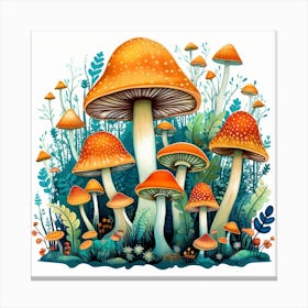 Mushrooms In The Forest 31 Canvas Print