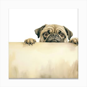 Pug Dog On A Sign 1 Canvas Print