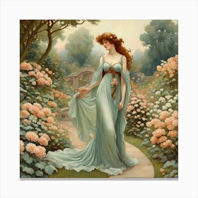 Lady In A Garden 2 Canvas Print