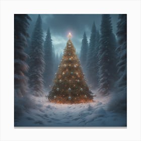 Christmas Tree In The Forest 30 Canvas Print