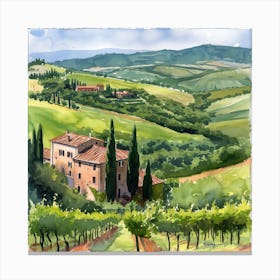 Watercolor Of Tuscany 1 Canvas Print