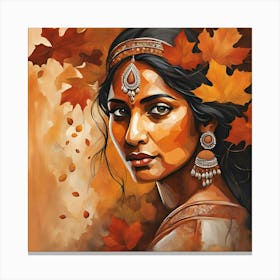 Autumnal Native American Woman Image Canvas Print