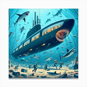 Submarine In The Sea 1 Canvas Print