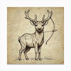 Deer With Bow And Arrow 4 Canvas Print