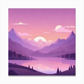 Misty mountains background in purple tone 4 Canvas Print