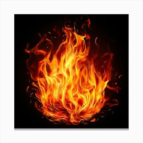 Flames On Black Background 77 Canvas Print