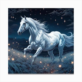 White Horse In The Night Canvas Print