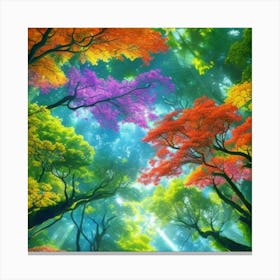 Colorful Trees In The Forest Canvas Print