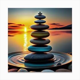 Zen balancing stones at sunset 7 Canvas Print