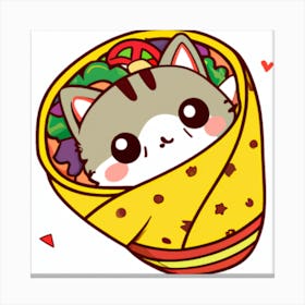 Kawaii Cat Burrito 1 Canvas Print