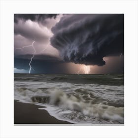 Lightning Storm Over The Ocean Canvas Print