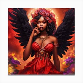 Red, fire, flower Goddess Canvas Print