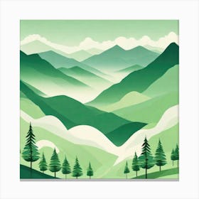 Misty mountains background in green tone 168 Canvas Print