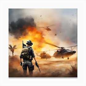 Pubg War Watercolor Background Canvas Print