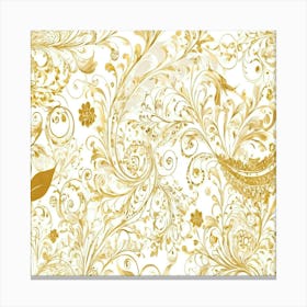 Gold Floral Pattern 1 Canvas Print