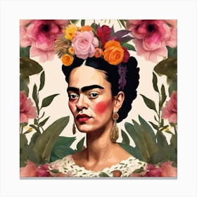 Frida Floral Art Print 1 Canvas Print