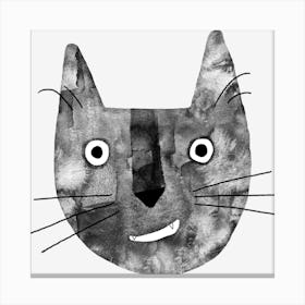 Happy Black Cat Watercolor Canvas Print