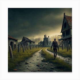 Zombies Walking Down The Road Canvas Print