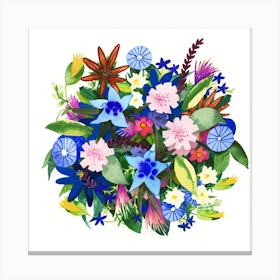 Cornflower Bouquet Square Canvas Print