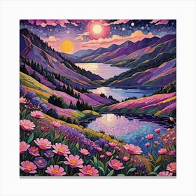 Sunset Over The Lake Canvas Print