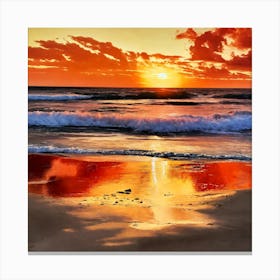 Sunset On The Beach Canvas Print