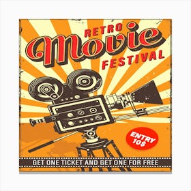 Retro Movie Festival Poster, vintage cinema poster Canvas Print