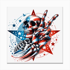 American Flag Skeleton 1 Canvas Print