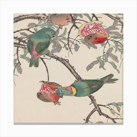 Parrots On A Tree Canvas Print