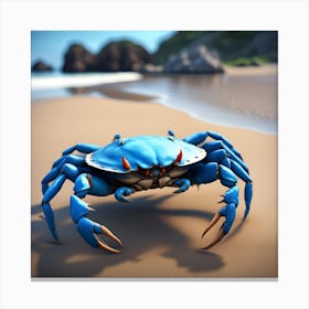 Blue Crab On The Beach Canvas Print