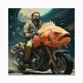 Fish On A Motorcycle Canvas Print