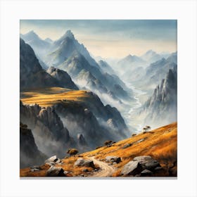 Chinese Mountains Landscape Painting (11) Canvas Print