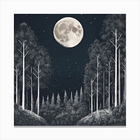  Moon And Forest Canvas Print