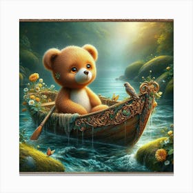 Teddy Bear In A Boat 3 Canvas Print