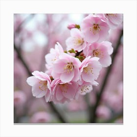 A Delicate Cherry Blossom Tree In Full Bloom During Spring Canvas Print