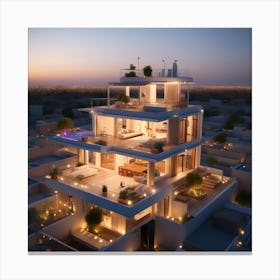 Dubai Villa At Dusk Canvas Print