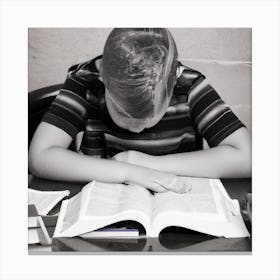 Boy Reading A Book Canvas Print