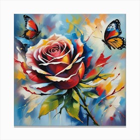 Rose And Butterflies Canvas Print