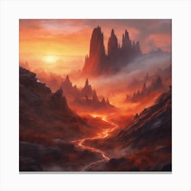 Mountain At Dawn Landscape Art Print Canvas Print