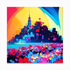 Cityscape With Flowers Canvas Print