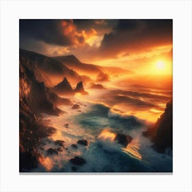 Sunset Over The Ocean 18 Canvas Print