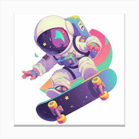 Astronaut Skateboarding 3 Canvas Print