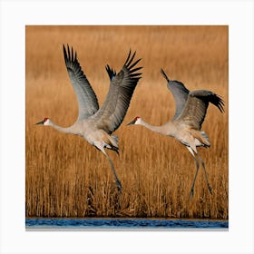 Sandhill Cranes In Flight 2 Canvas Print