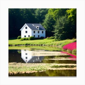 White House On A Lake Canvas Print