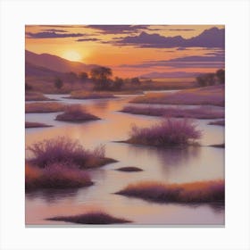 Leonardo Vision Xl The Sunset Over A River Is A Vibrant Displa 1 Canvas Print