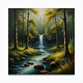 Waterfall In The Forest 1 Canvas Print