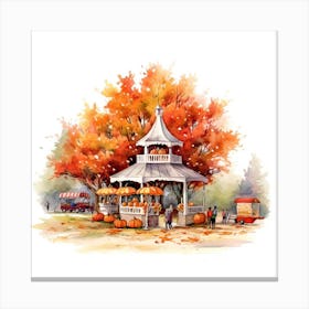 Farmhouse And Pumpkin Patch 7 Canvas Print