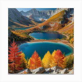 Autumn Lake In The Mountains 1 Canvas Print