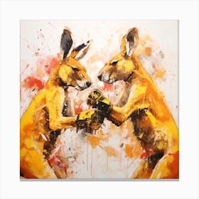 Kangaroos Fighting Canvas Print