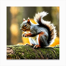 Squirrel In Autumn Forest Canvas Print